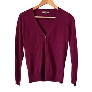 NORDSTROM Collection 100% Cashmere V-Neck Cardigan Sweater Magenta Size XS